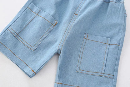 Children Clothes Spring Cartoon Baby Boy Short Sleeve Printe Dinosaur Causal Shirts Jeans 2Pcs/set Kid Fashion Toddler Tracksuit