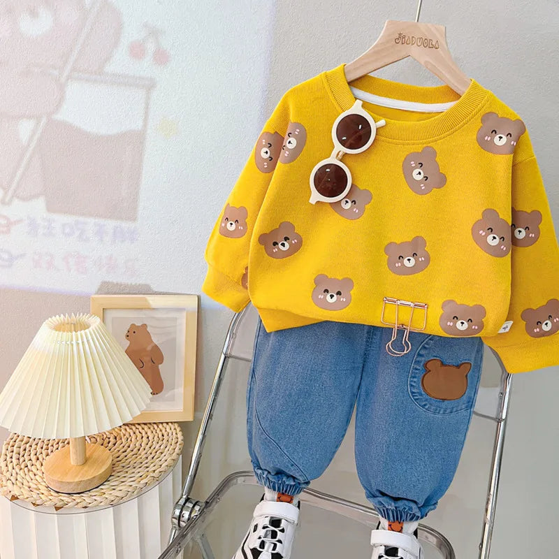 New Spring Autumn Baby Girl Clothes Children Boys Casual Cartoon T-Shirt Pants 2Pcs/Sets Toddler Sports Costume Kids Tracksuits