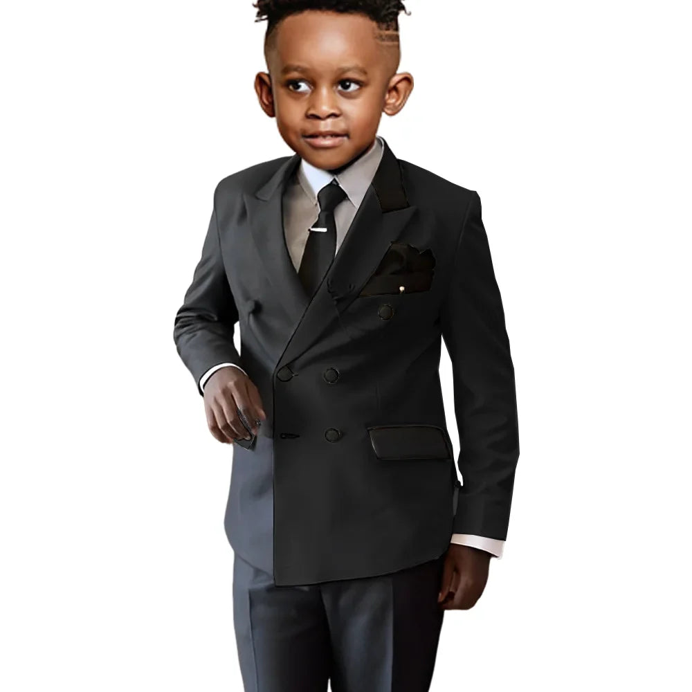 Fashionable Colour-blocked Boys Suits 2 Pieces Piano Performance Wear,Double Breasted Kids Tuxedo Sets Wedding Party Outfit