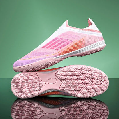 Without-Lace Mens Soccer Shoes f50 SLIP-ON Non-Slip Turf Soccer Cleats TF BOYS FG Training Football Boots Chuteira Campo 35-45