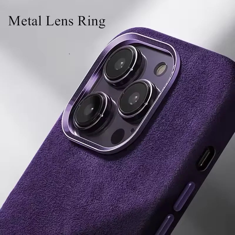 Premium Soft Suede Metal Camera Lens Protection Magnetic Phone Case for IPhone 16 15 14 Plus 13 12 Pro Max shockproof Back Cover