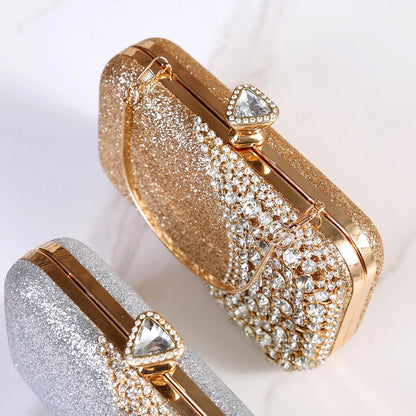 Rhinestone Women Bags Hollow Out Style Crystal Evening Bag Chain Shoulder Handbags Luxury Party Wedding Day Clutch Purse Handle