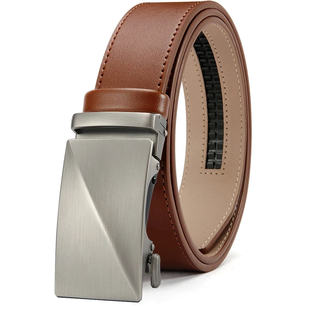 Brand Leather Belts for Men 115cm-135cm Automatic Belt with Ratchet Strap Top Quality Belts Luxury Belts for Men