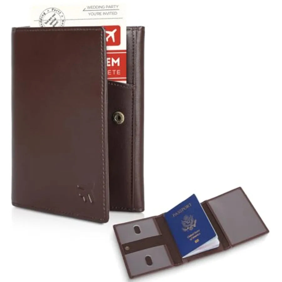 Polare Napa Leather Pilot Wallet Passport Holder RFID Blocking Tri-fold Travel Cover Document Organizer for Aviation Profession