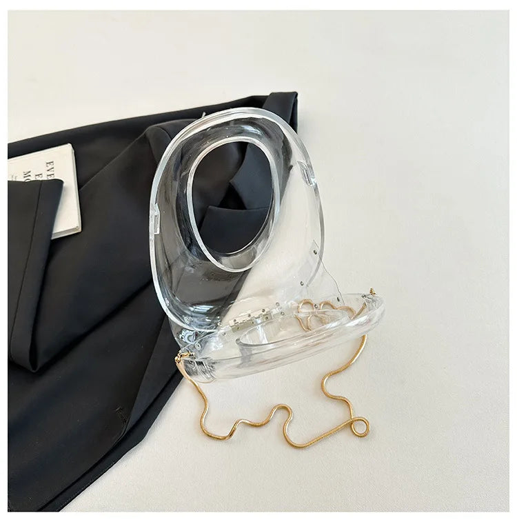 Acrylic Going Out Handbag Ins Famous Fashion Glossy Women's Dinner Bags Diagonal Span Wrist Bag Shoulder Messenger Bag