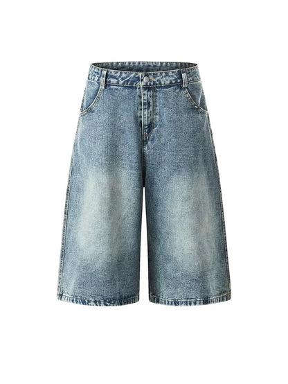 New Letter Star Embroidered Baggy Short Jeans For Men High Street Fashion Straight Y2K Jorts American Retro Blue Denim Shorts