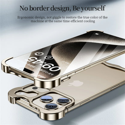 Luxury Irregular Metal Bumper Phone Case For iPhone 17 Air Pro Max Aluminum Shockproof Corner Pads Plating Ultra Thin Back Cover