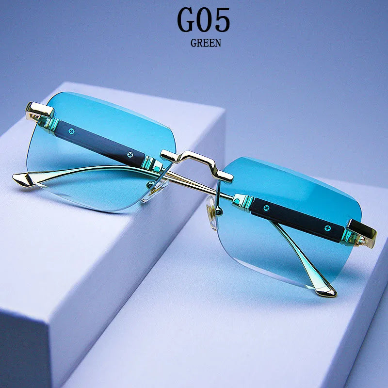 Fashion Rimless Sunglasses For Men Designer Square Sunglasses Women 2024 Trendy Retro Gafas De Sol Hombre Lunette Soleil Femme
