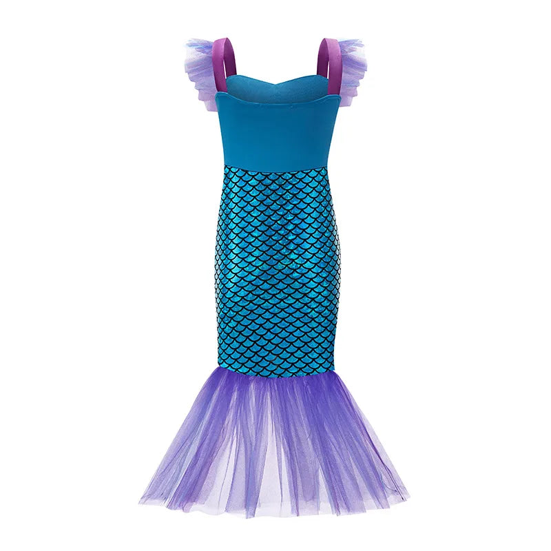 2-10Y Little Kid Mermaid Inspired Princess Clothing Pageant Fairy Role Playing Girl Birthday Party Dress Halloween Siren Cosplay