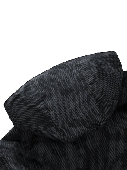 Men’s Outdoor Hiking Jacket Waterproof Windbreaker Hooded Coat Lightweight Sportswear for Camping Trekking Climbing Travel