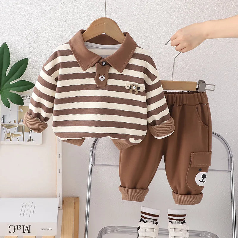 New Autumn Baby Clothes Set Children Boys Striped Long Sleeved T-Shirt Pants 2Pcs/Sets Infant Fashion Costume Kids Tracksuits