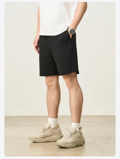 2025 Summer New Oversize 390gsm Drawstring Shorts Men  Raw  Hem Athletic Sports Runinng Shorts