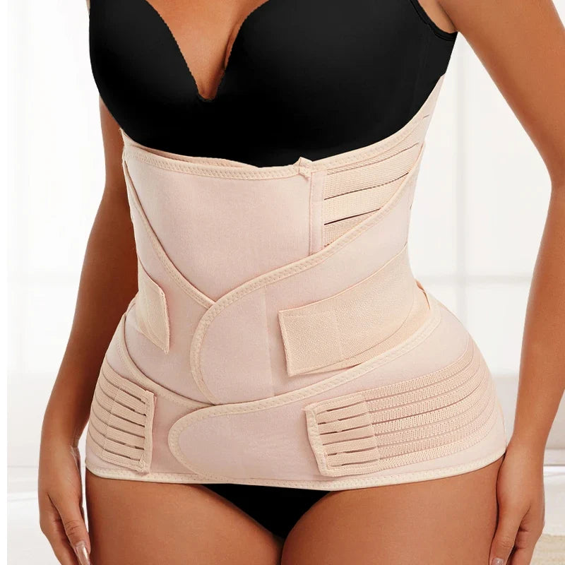3 In 1 Postpartum Waist Trainer Body Shaper Compression Tummy Girdles Corset Belt Shapewear Faja