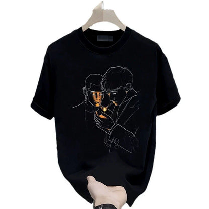 Men's Cotton T-shirts 5XL WhiteT Shirt for Men Casual Summer Wear Hip Hop Print Black Tee Shirts Men Clothing Fashion