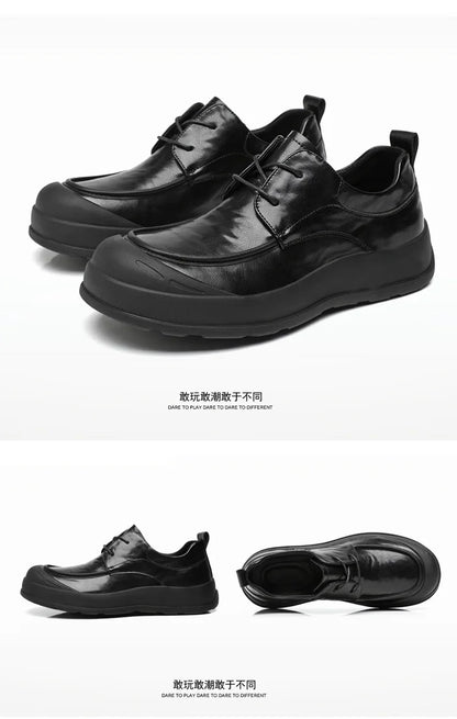 Spring New Designer Business Casual Shoes for Men Black Genuine Leather Shoes Male British Style Soft Sole Fashion Shoe Man