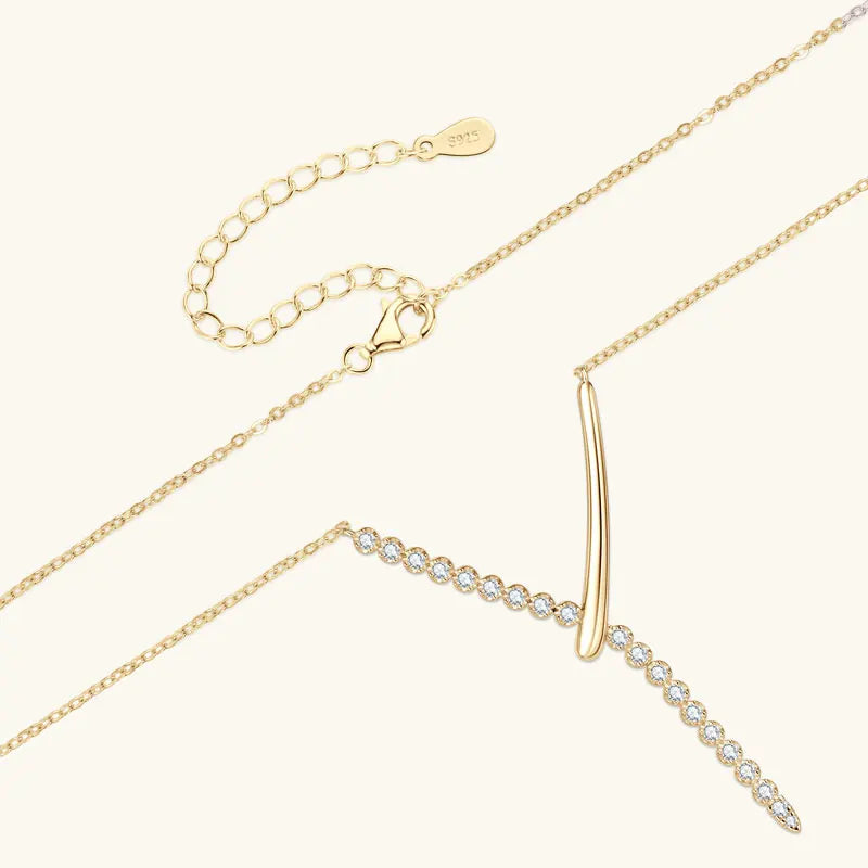 Full Round Moissanite Y-shaped Pendant Necklace for Women S925 Sterling Silver Chain Fine Jewelry Gift with Certificate