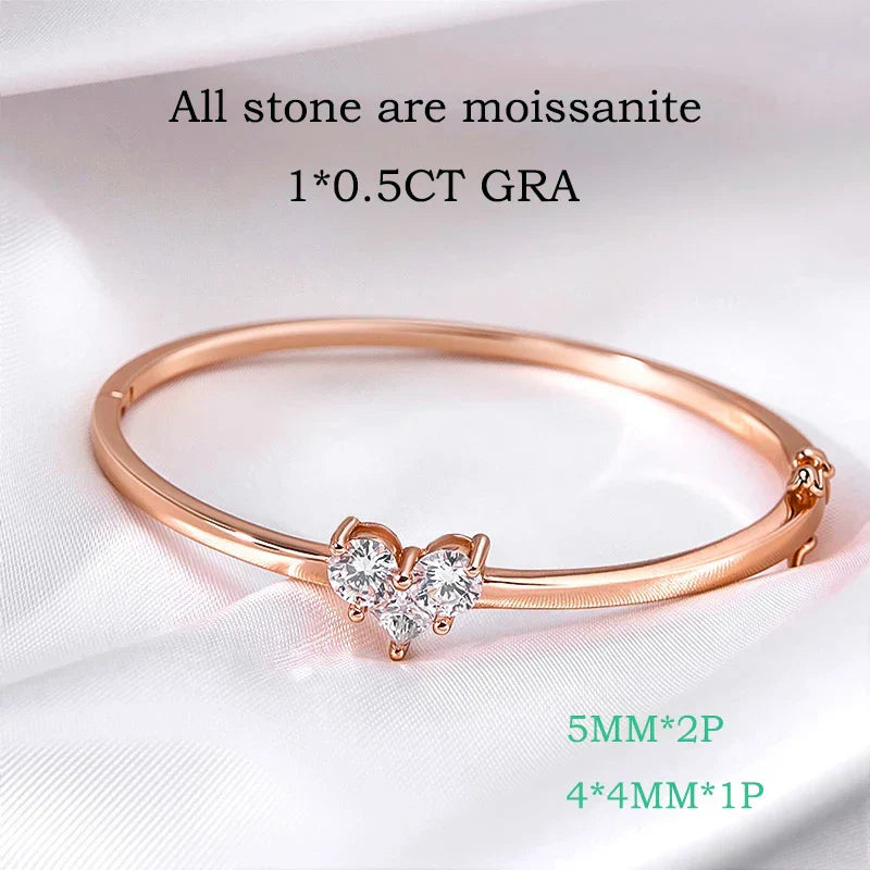 14K Plated Certified All Moissanite Bangles for Women Gems Lab Diamond Luxury Jewelry S925 Sterling Silver Shani Abergel