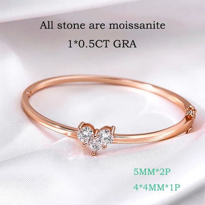 14K Plated Certified All Moissanite Bangles for Women Gems Lab Diamond Luxury Jewelry S925 Sterling Silver Shani Abergel