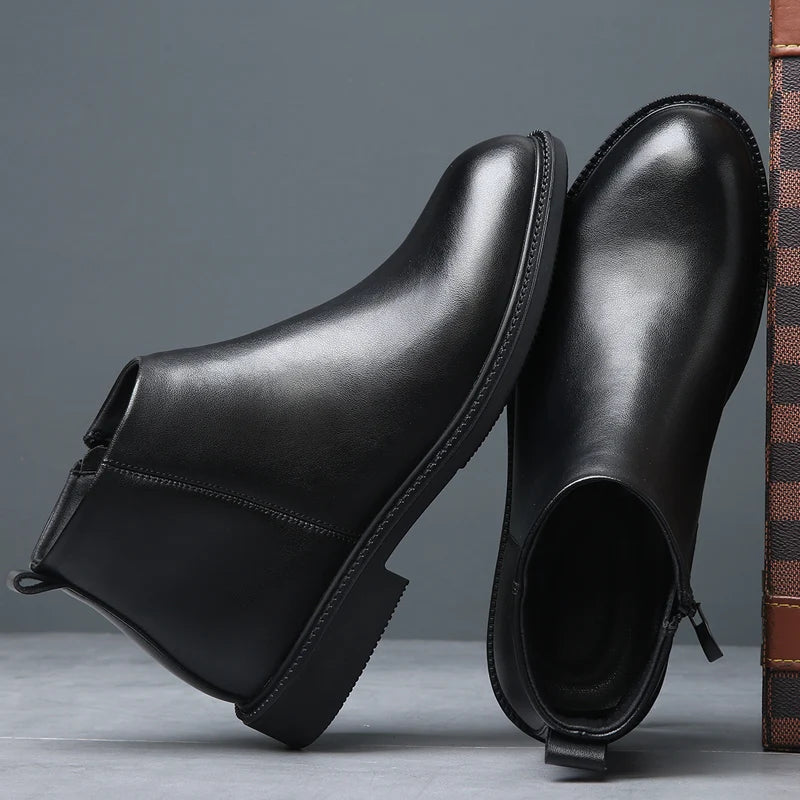 New Business Men's Short Boots Retro fashion minimalist style Outdoor leisure party office genuine leather adult quality shoes