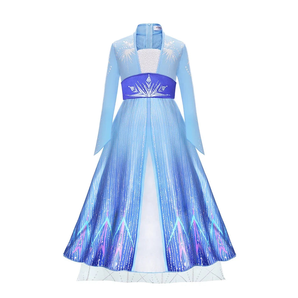 Elsa Anna Snow White Moana Rapunzel Ariel Belle Princess Dress for Girls Cosplay Carnival Birthday Party Outfit Kids 2-8Y