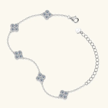 2025 New 925 Silver Flower Clover Bracelet Moissanite 3mm for Women 18k Gold Plated Fine Jewelry Certified Lab Diamond D-E