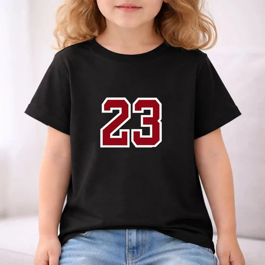 Kids T-shirt Basketball No. 23 Summer Round-Necked Print Boy Girls 3-12Years Top+Shorts Two-piece Set Simple Casual Handsome Set