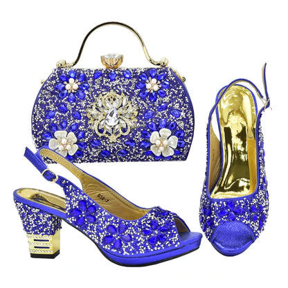 Italian Shoes and Bags Matching Set with Rhinestone Plus Size Shoes Luxury Italian Shoe and Bag Set 2026 Wedding Shoes Bride
