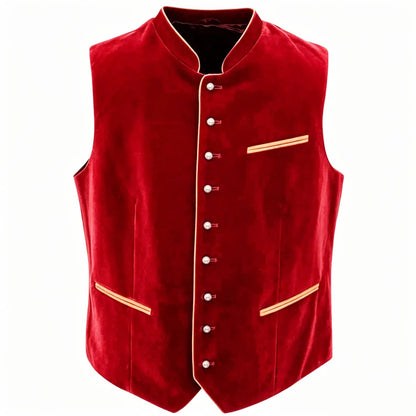 Men Vest Black Suede Velvet High Neck Single Breasted Waistcoat For Wedding Banquet Business Work Casual Daily Men Suit Vest