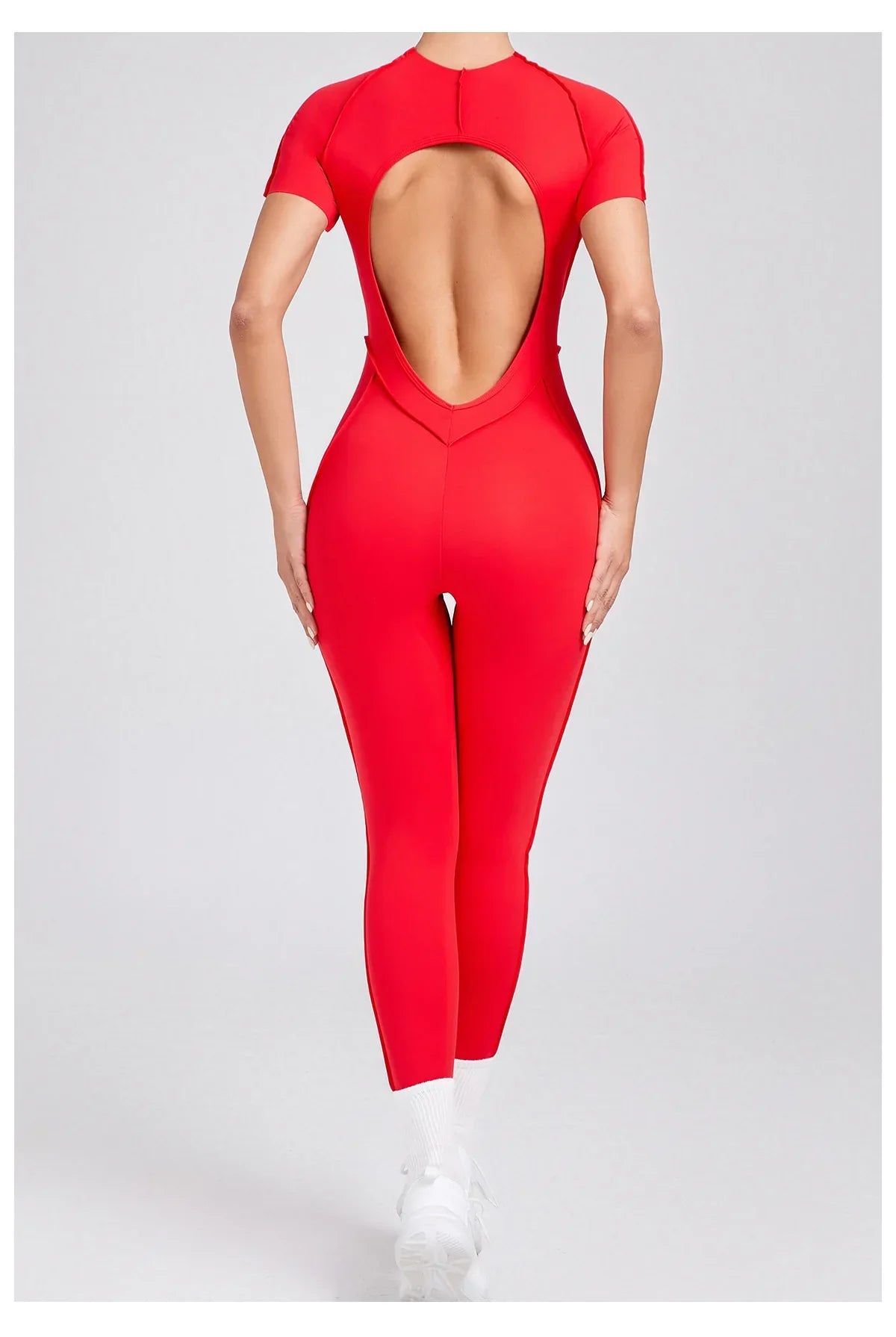 Women's High Elasticity Sports Bodysuit Kit Yoga Fitness Jumpsuit Open Back Hip-Lift Outdoors Gym Workout Sexy Fitness Outfit