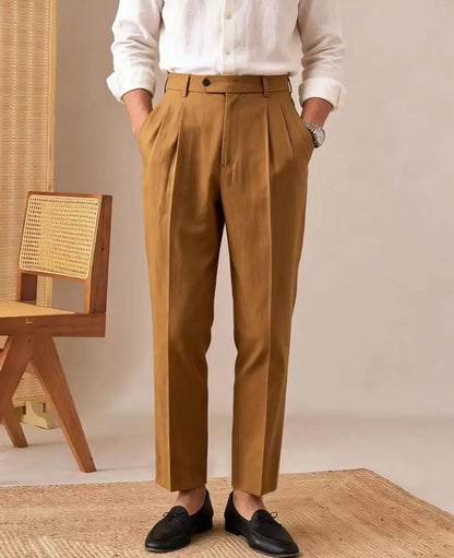 Premium Men's Pants Pleated Wide-Leg Dress Chinos Business Daily Office Versatile Formal Casual Trousers Banquet Wedding Summer