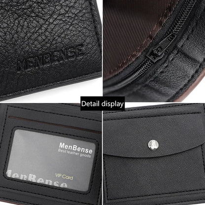 Slim Men's Wallet - New Short Zipper Design, Card & Photo Holder, Simple Coin Pocket - High - Quality PU Leather
