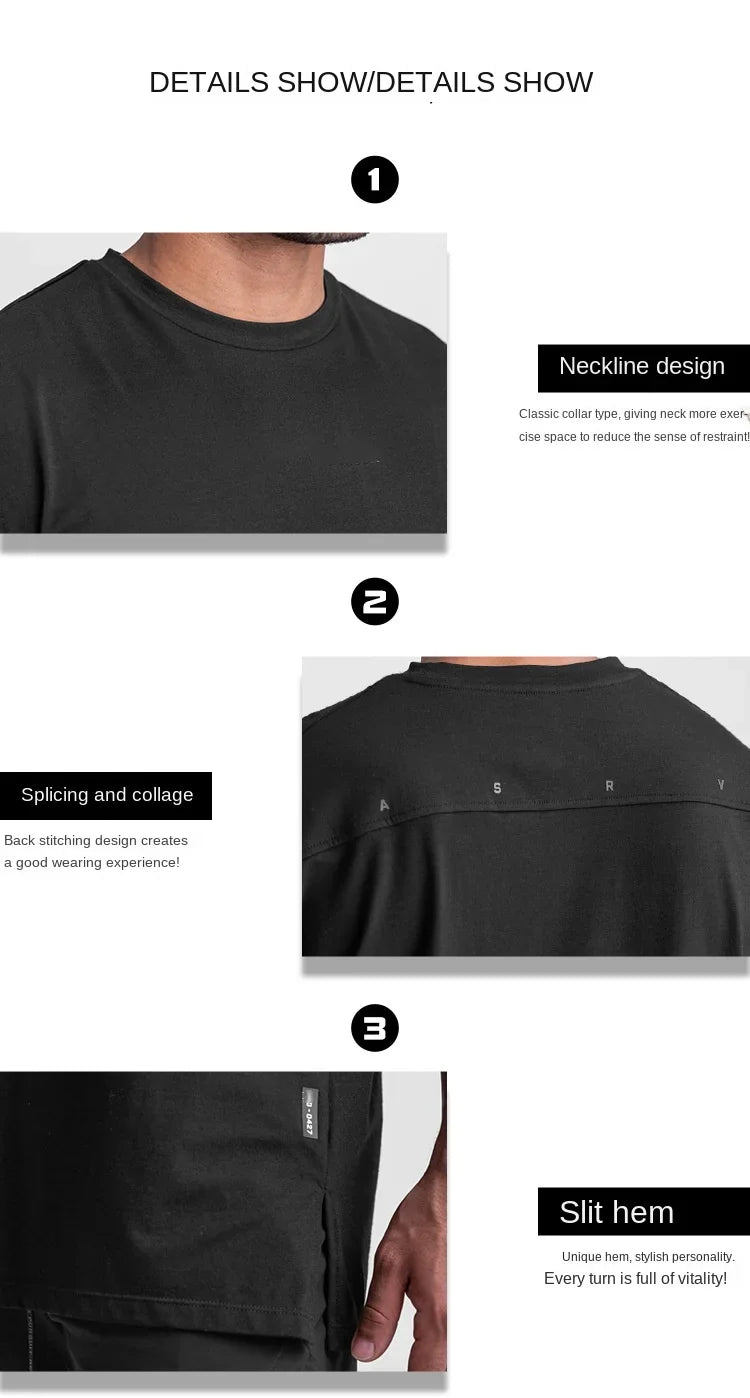 Men's Gym Splicing Quick Dry T-Shirt Breathability Patchwork Short Sleeve Sport T Shirt Fitness Shirt Trainer Sportswear
