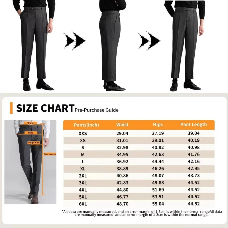 Italian Vintage Suit Pant For Men Autumn Winter Wool Herringbone Pattern Straight Trousers British Style Business Casual Pants