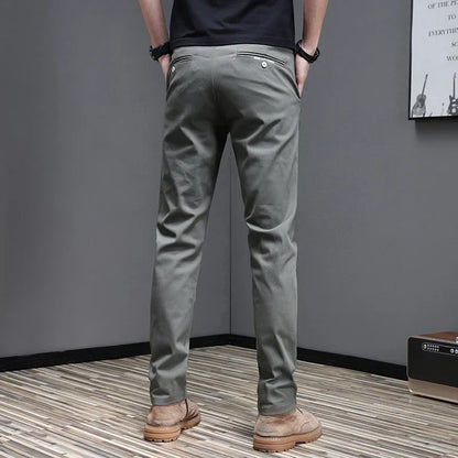 2024 Spring Summer Men's Casual Pants 97.8% Cotton Business Korean Fashion Slim Fit Stretch Gray Black Khaki Trousers Male Pant