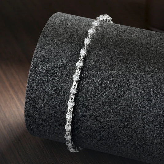 Bracelet de tennis en moissanite 3mm D VVS1 en argent sterling massif s925 plaqué or blanc 18 carats avec GRA Bracelets pour femme homme