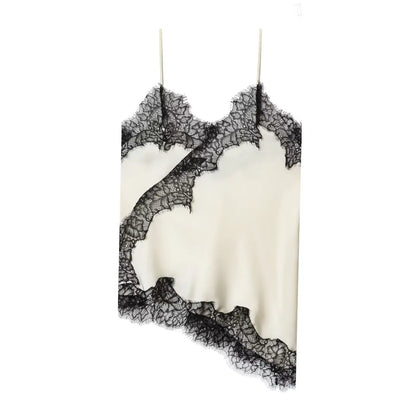 Sexy Women Asymmetrical Lace Slip Tops Summer Female Backless Sleeveless Off Shoulder Underwear Tanks Elegant Beach Camisole