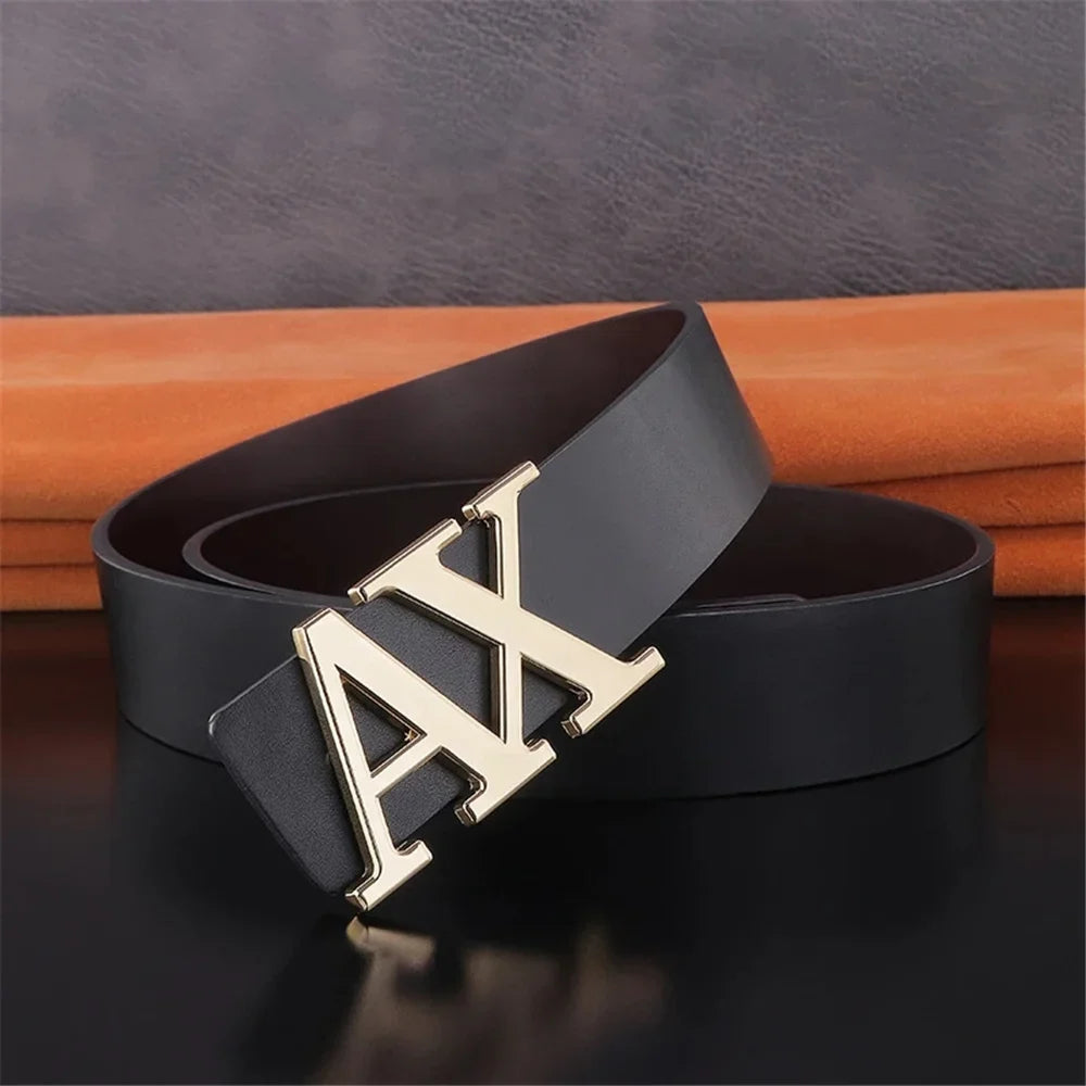 Men Belt Fashionable Simple Letter Buckle Reversible Male Belt for Men 3.8cm Luxury Good Quality