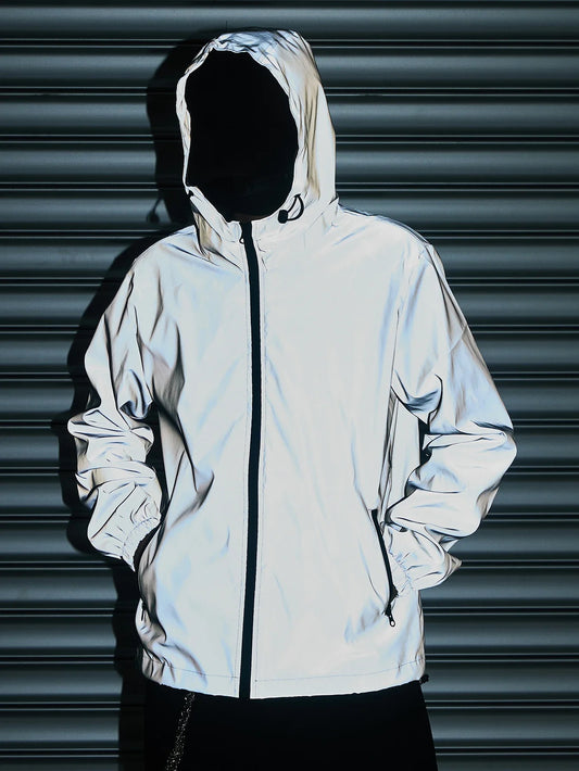 Night Reflective Clothes Spring New Men's Hooded Jacket Outdoor Run Casual Windproof Coat Couples Hip-hop Streetwear S-5XL