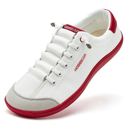 Wide Toe Barefoot Shoes for Unisex Minimalist Artificial Leather Sneakers Lightweight Adjustable Slip On Walking Shoes