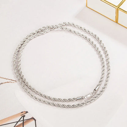 Men 100%925 Sterling Silver 3mm Twist Rope Chain Necklace Women Diamond Cut Clasp Box Chain 16-30 inch Chocker Jewelry Boy Gifts