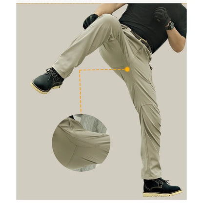Men's Slim Fit Casual Pants Spring Summer Multiple Pockets Micro Elasticity for Travel Camping Hiking Fishing