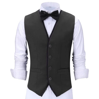 Men Vest Purple With Black Side Single Button Waistcoat For Wedding Banquet Birthday Business Casual Work Set Men Suit Vest
