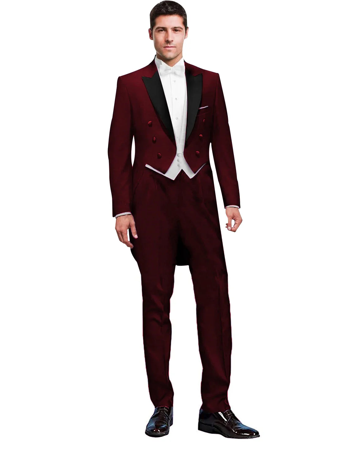 3 Piece Black Men Suit Wedding Groom Tuxedo Long Tailcoat Best Man Formal Prom Suit Fashion Costume Homme (Jacket+Vest+Pants)