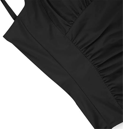 One Piece Ruched Front Swimsuit 2026 Women Vintage Solid Print Swimwear Padded Bathing Bodysuit Bather Swimming Beachwear Summer