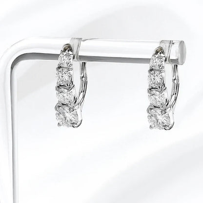 2.2CTTW Gradient Women Moissanite Hoop Earrings Hip-hop Sparkling Pure 925 Sterling Silver Plated 18k Girls Earrings