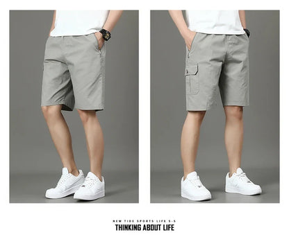 Summer new men's work shorts pocket zip trend versatile casual trousers five work trousers