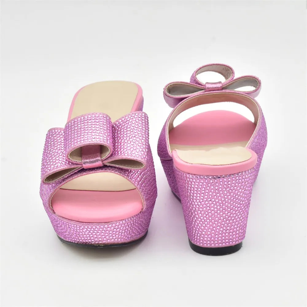Latest Design Women Shoes and Bag Set Decorated with Rhinestone Wedding Shoes Bride Ladies Shoes Heels Party Women Pumps