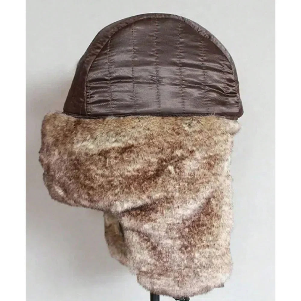 1 Piece Men Women Winter Ushanka Hats Russian Bomber Hat with Ear Flap Pu Leather Faux Fur Trapper Cap Snow Hunting Skiing Cap