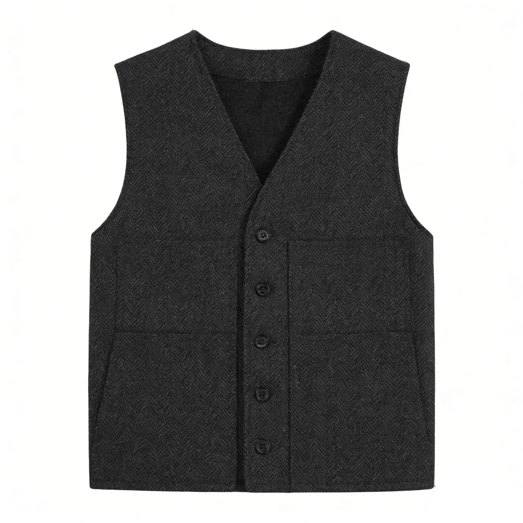 Men Vest Gray V Neck Herringbone Single Button Waistcoat For Wedding Birthday Banquet Party Business Work Daily Men Suit Vest