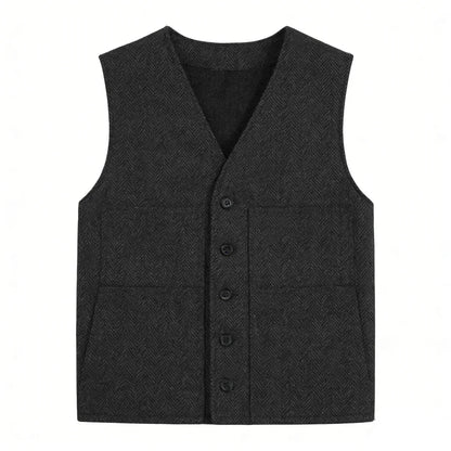 Men Vest Gray V Neck Herringbone Single Button Waistcoat For Wedding Birthday Banquet Party Business Work Daily Men Suit Vest